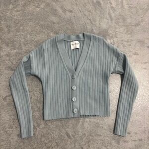 Abercrombie & Fitch Blue Ribbed Knit Cardigan Women's XXS Cozy Preppy
